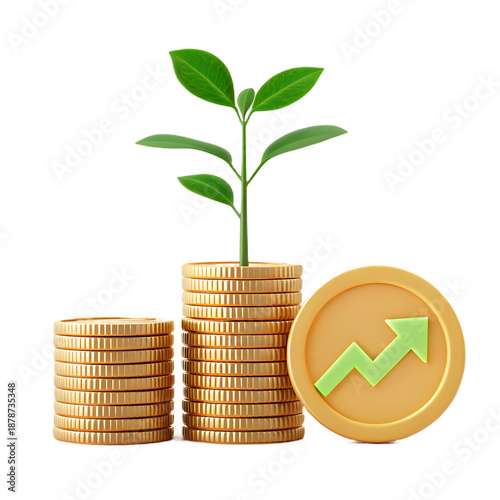 plant growing from coins