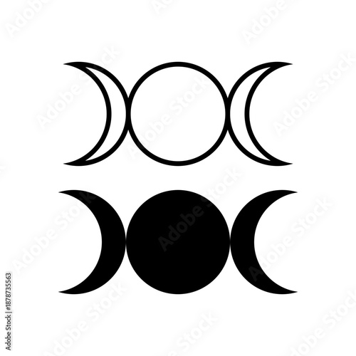 Triple goddess moon logo symbol vector set template