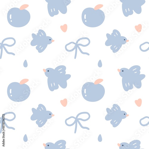 seamless pattern with birds and clouds
