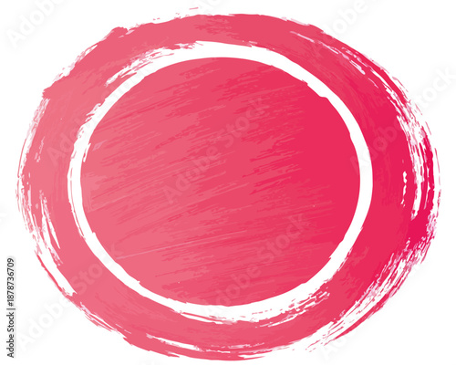 Cerchio rosso vibrante dipinto a mano con effetto pennellata grezza e sfondo trasparente isolato.