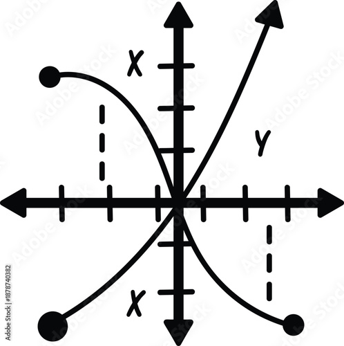 Mathematical Graph with Parabolas and Lines For Educational Purposes
