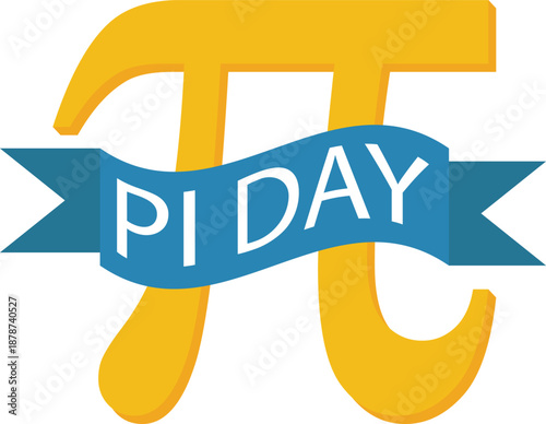 pi day celebration symbol with blue ribbon  math concept