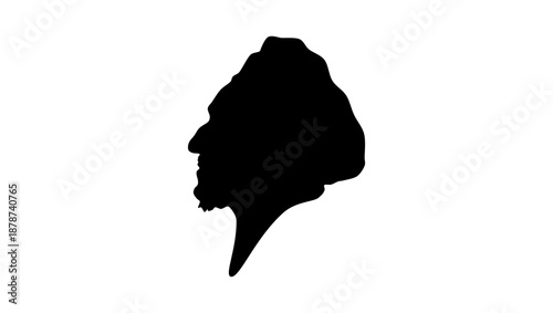 Ahmad Shah Massoud portrait, black isolated silhouette