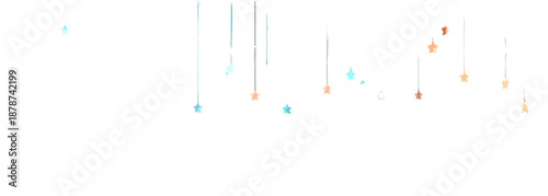 Fondo abstracto con puntos de colores cayendo y líneas verticales sobre fondo transparente para diseño gráfico.