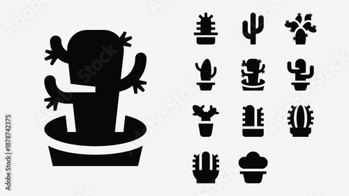 Cactus and succulent icons set
