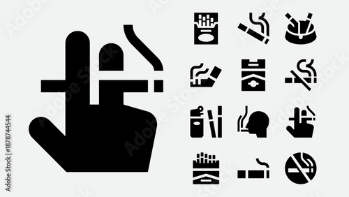 Cigarette and smoking icons set