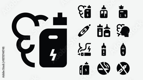 Vape and e-cigarette icons set