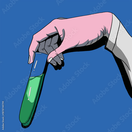 試験管を振っている手のベクターイラスト