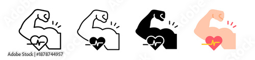 Muscle Icon, Multi Style Vector Illustration