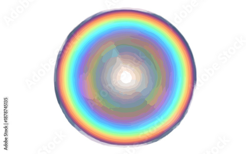 Efeito de lente circular com espectro de cores do arco-íris brilhante sobre fundo transparente isolado.