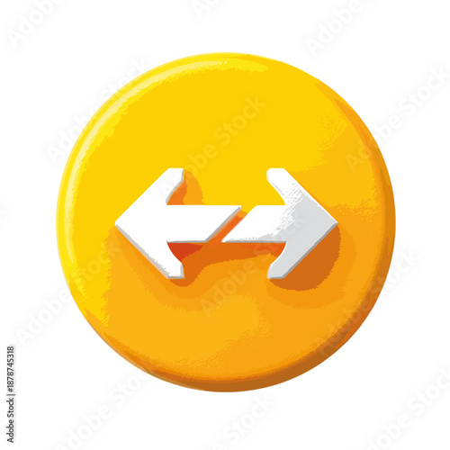 Ícone amarelo redondo com setas brancas duplas indicando troca ou transferência em fundo transparente.