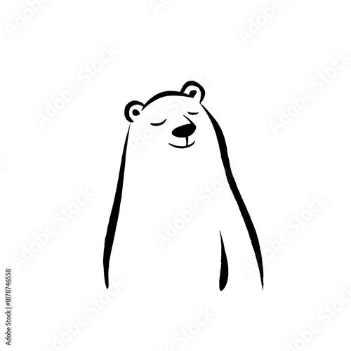 Polar Bear. Polar Bear simple black and white line art vector logo