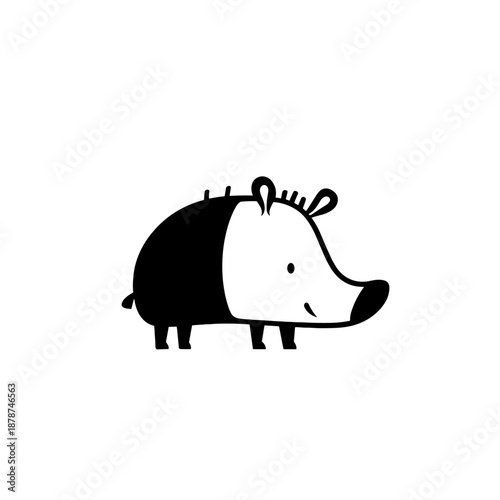 Tapir. Tapir simple black and white line art vector logo