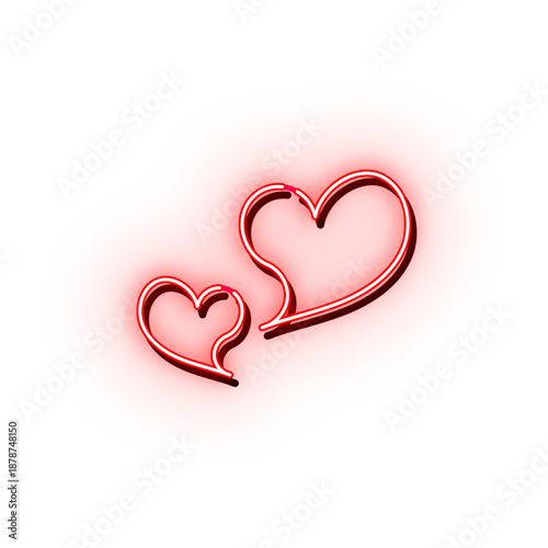 手書きシンプルネオンハートマーク レッド