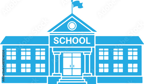 School icon collection. School building isolated on white background. Simple Elementary School Architecture Illustration.