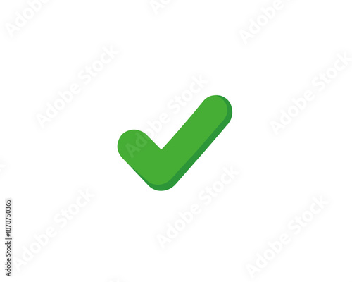 Vibrant green checkmark symbol with a subtle 3D effect, ideal for transparent backgrounds, representing approval, success, and completion.