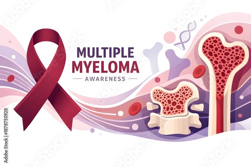 Multiple Myeloma Awareness with Ribbon and Abstract Bone Element 