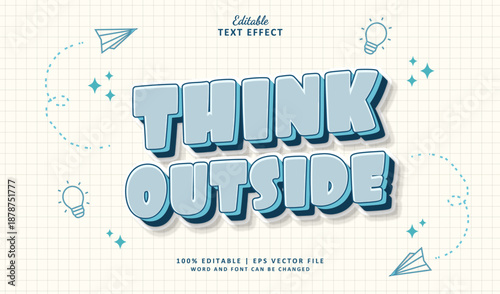 Think Outside Editable Text Effect Style 3d Cartoon Vintage 