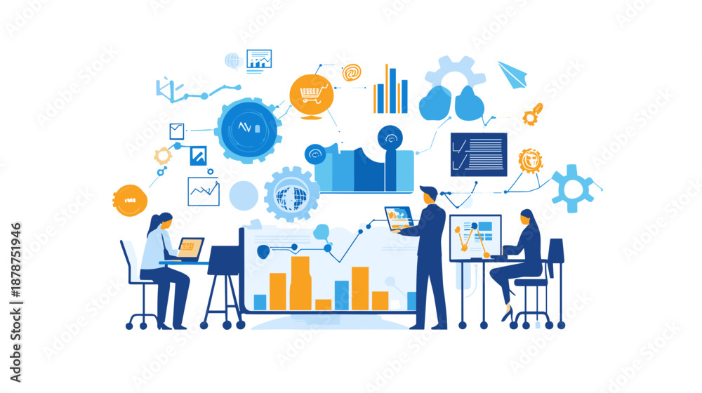 Obraz premium Business Professionals Analyzing Data and Statistics.