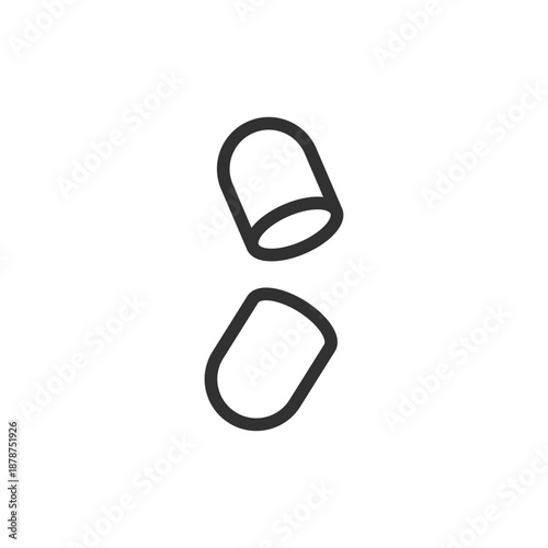 Medicine capsules, linear icon. Pharmaceutical dosage and medication intake. Line with editable stroke.