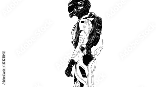 Astronaut in White Space Suit Standing.