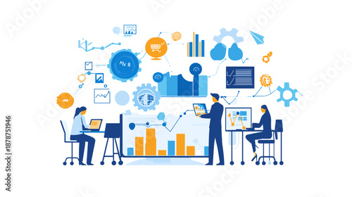 Business Professionals Analyzing Data and Statistics.