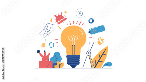 Creative Ideas Surrounding a Light Bulb.