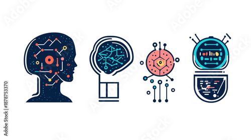 Human Brain Artificial Intelligence Concept Illustration.