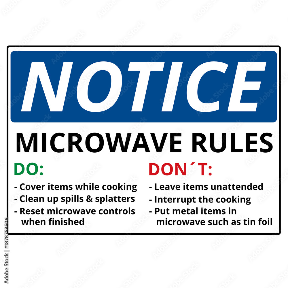 Obraz premium Notice microwave user rules sign isolated on a white background