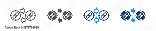 drug target interaction icon set multiple concept