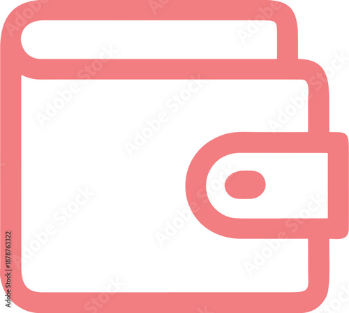 Modern minimalist pink wallet icon, essential digital finance symbol for applications.