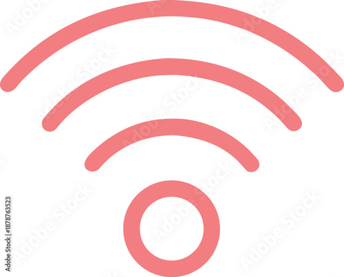 Simple red wireless network symbol for digital technology and communication interfaces.