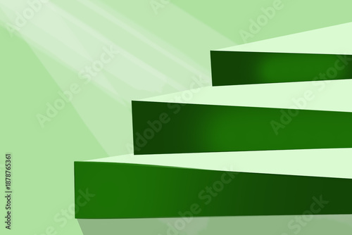 Minimal Green 3D Podium Product Display with Abstract Light Background