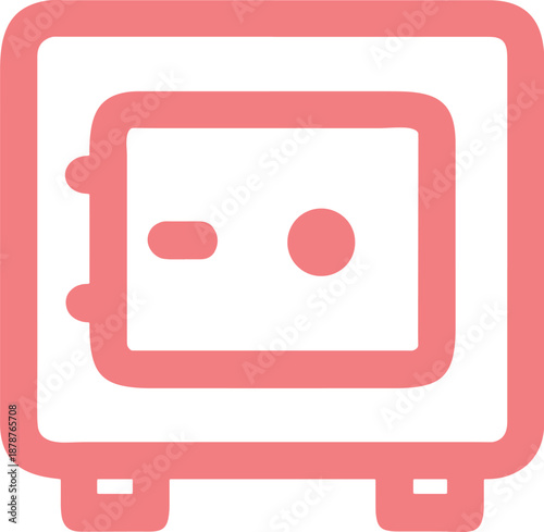 Minimalist pink safe icon representing secure financial data protection concept.