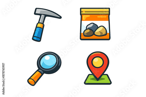 Geology exploration icons set