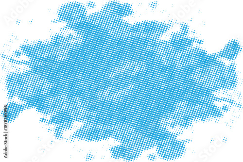 A blue pixelated blob on a white background