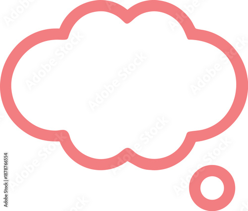 Minimalist pink outline thought bubble icon, essential graphic for communication concepts.