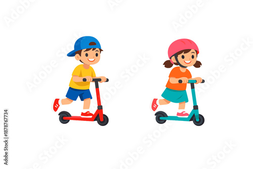 Children riding scooters