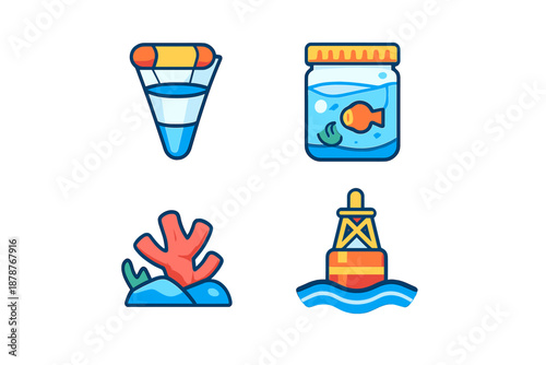 Nautical and marine life icon set