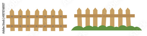 Simple Wooden Fence Border Flat Vector Set.
Wooden Fence Clipart Set Flat Vector Illustration.
Garden Fence and Picket Fence Clipart Collection.
Transparent background.