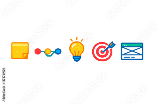 Creative process icons on a blurred background