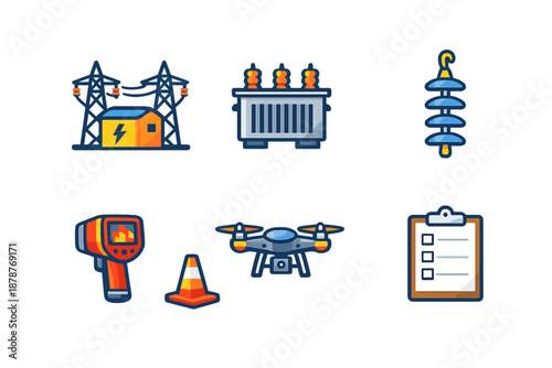 Set of electrical equipment icons