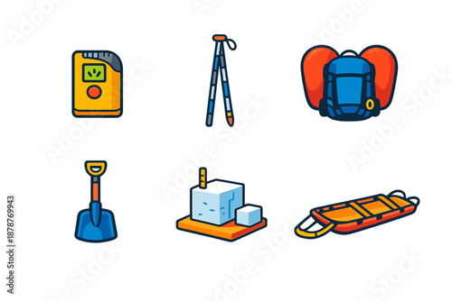 Winter rescue gear icons
