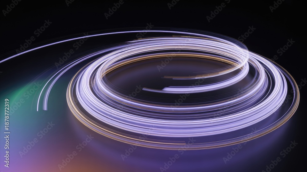 © Stock House  - Vibrant purple and gold light trails swirling in dynamic motion