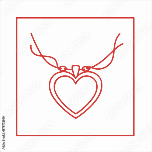 Heart-shaped necklace design with a minimalist style in red