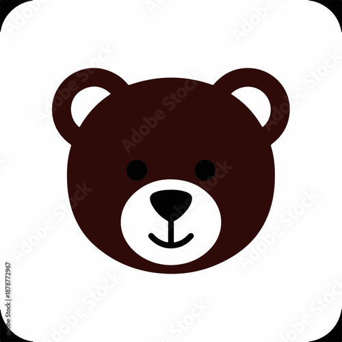 Cute bear face illustration on a white background