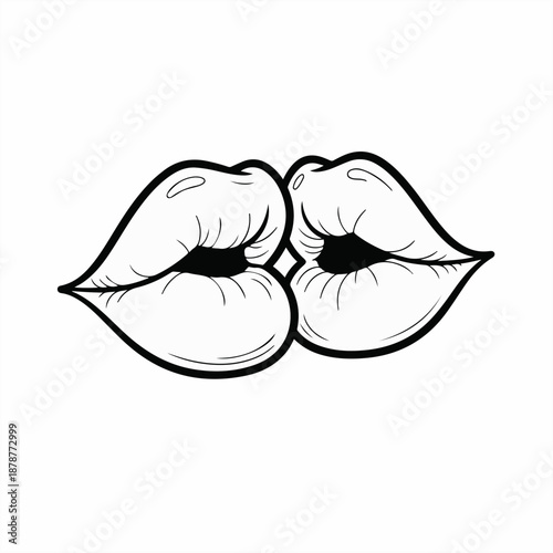 Two lips forming a kiss in a minimalist style