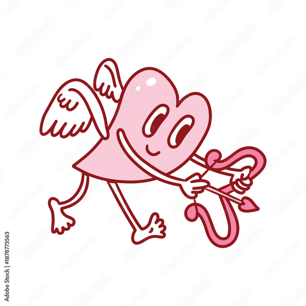 Naklejka premium Cupid heart. Cartoon icon on a white background.