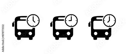 Bus schedule icon flat design. Public transport time symbol