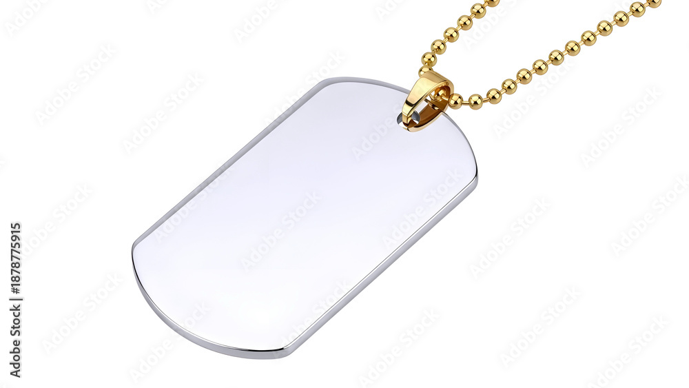 Fototapeta premium Metal dog tag necklace isolated on transparent background